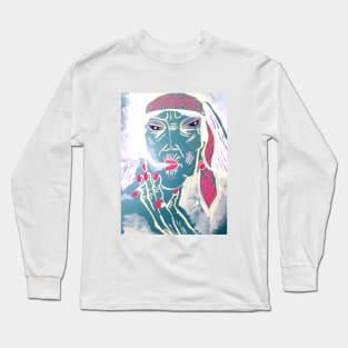 Old Hippy Woman Long Sleeve T-Shirt